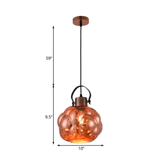 Hand Blown Glass Pendant Light - Modern Global Design 1 Chrome/Gold/Rose Gold Ideal For Dining Room