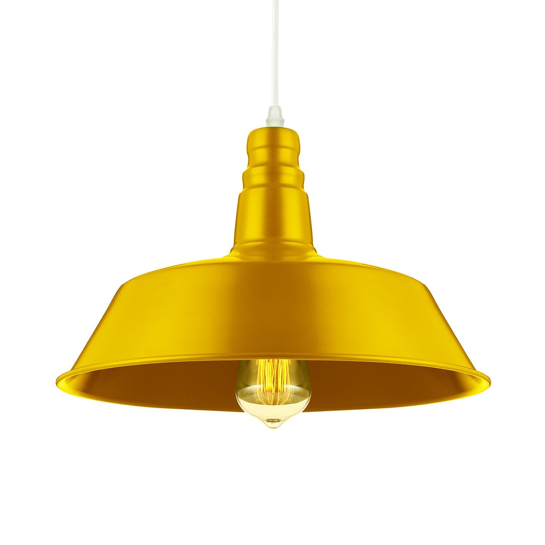 Barn Living Room Pendant Lighting - 10/14 Inch Wide Industrial Style Metal 1 Bulb Hanging Light