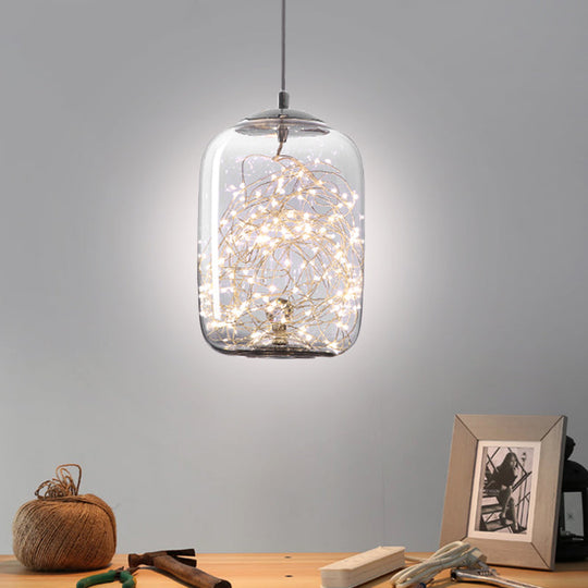 Contemporary Led Pendant Light With Elegant Amber/Smoke Grey Glass Globe/Cylinder/Oval Design For
