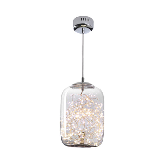 Contemporary Led Pendant Light With Amber/Smoke Grey Glass Globe/Cylinder/Oval - Ideal For Living