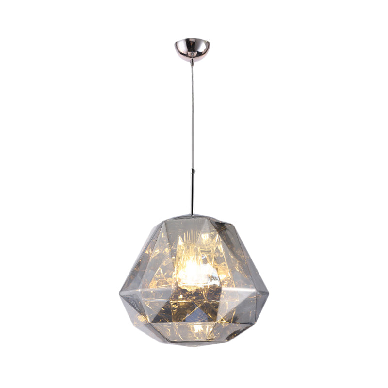 Contemporary 1-Light Pendant Lamp – Acrylic Shade In Black/Silver/Blue Diamond Ceiling Hanging Light