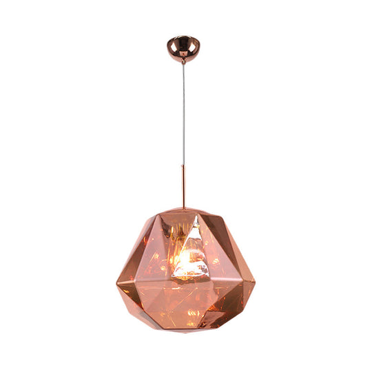 Contemporary 1-Light Pendant Lamp – Acrylic Shade In Black/Silver/Blue Diamond Ceiling Hanging Light