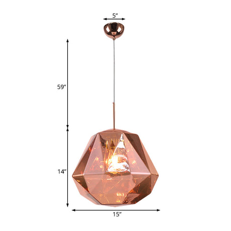 Modern Pendant Lamp With Acrylic Diamond Shade - Black/Silver/Blue