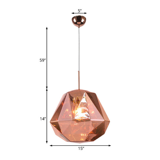 Modern Pendant Lamp With Acrylic Diamond Shade - Black/Silver/Blue