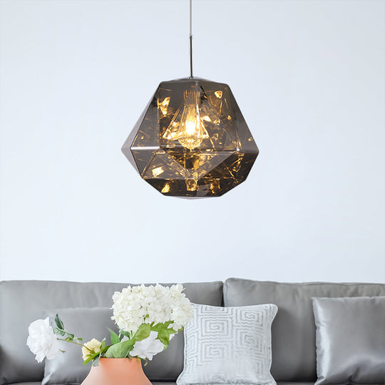 Modern Pendant Lamp With Acrylic Diamond Shade - Black/Silver/Blue Black