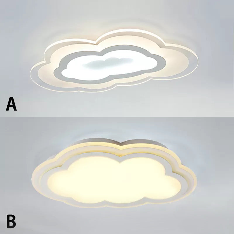 White Acrylic Cloud Ceiling Flush Mount Light With Simple Teen Style