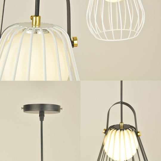Gourd Cage Pendant Light Kit - Minimalist Metal Hanging Ceiling