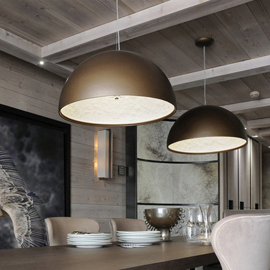 Modern Dome Pendant Lamp With Flower Pattern And Metallic Finish - Available In 3 Sizes
