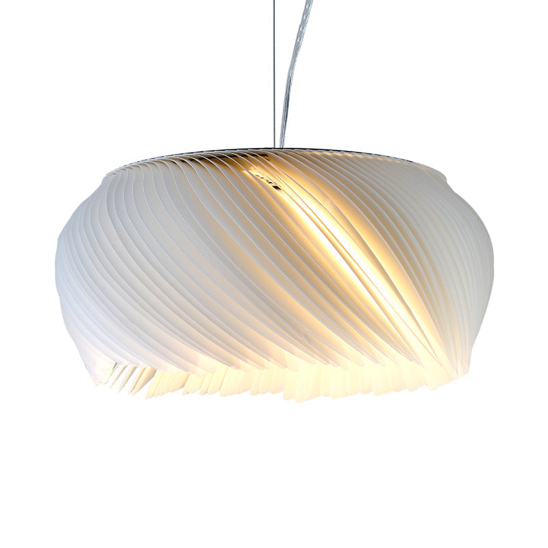 White Drum Pendant Light - Simple Style 1 Plastic Hanging For Living Room