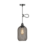 Industrial Wire Mesh Metal Pendant Light - Adjustable Height Black Finish / B