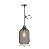 Industrial Wire Mesh Metal Pendant Light - Adjustable Height Black Finish
