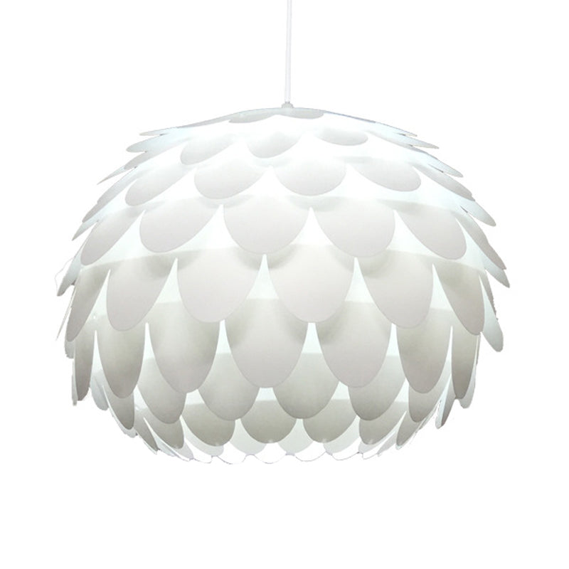 Modern Squama Pendant Light - Arc Deco Design White Plastic Ideal For Bedroom 12/16 Width