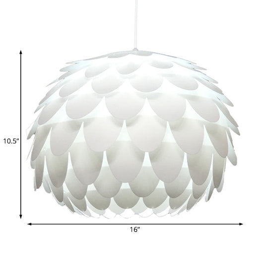 Modern Squama Pendant Light - Arc Deco Design White Plastic Ideal For Bedroom 12/16 Width