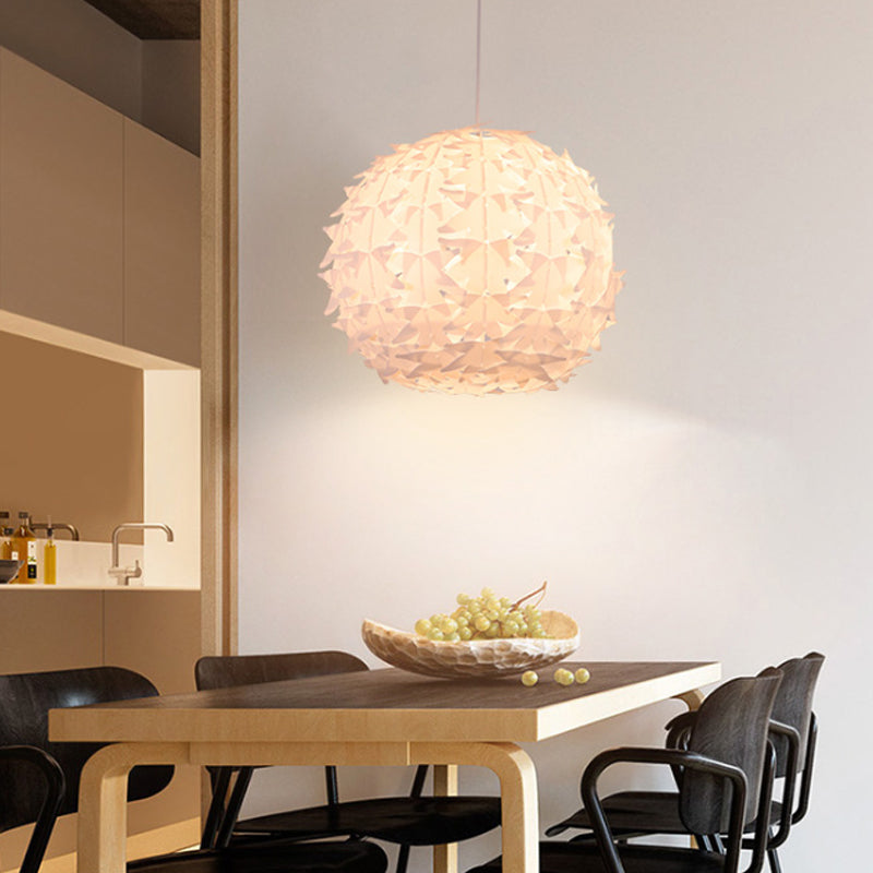 Modern White Globe Pendant Light: Acrylic Ceiling Lamp For Dining Room