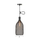 Industrial Wire Mesh Metal Pendant Light - Adjustable Height Black Finish