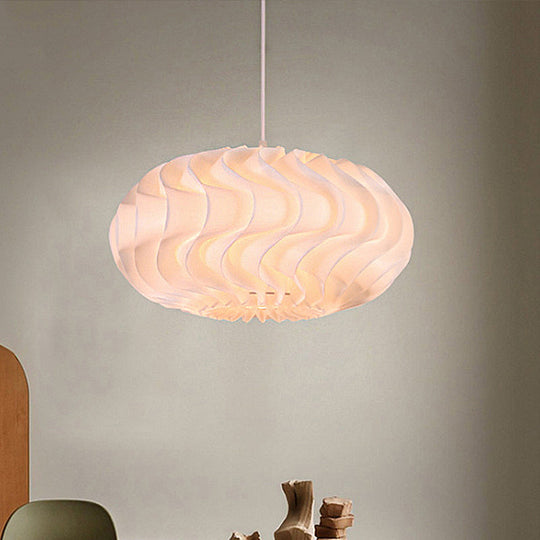 Modern Acrylic Meringue Pendant Light - Simple White Ceiling Lamp 14/16/19.5 Wide / 16