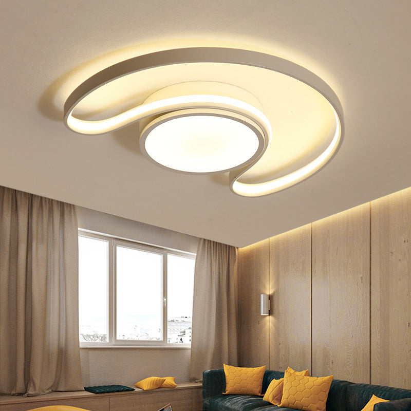 Kid’s Bedroom Simplistic Sun & Moon Led Ceiling Light - White Flushmount Style