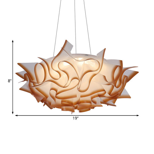 Flower Design Acrylic Dome Pendant Light - Modern Ceiling Fixture In White/Brown