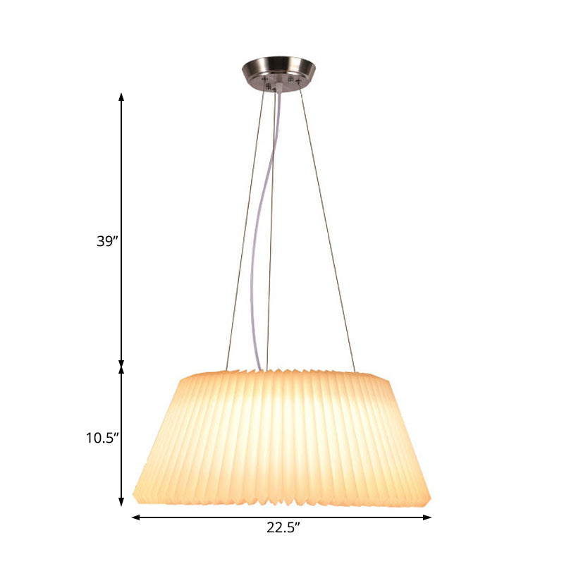 White Plastic Barrel Ceiling Pendant Lamp - Modern 1 Light Restaurant 18’/22.5’ Wide