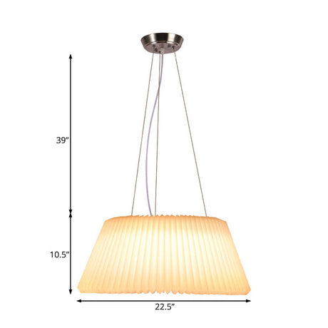 White Modern Barrel Ceiling Pendant - Plastic 1 Light Restaurant Lamp (18/22.5 Wide)