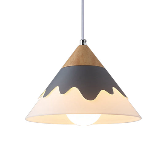 Modern Metal Cone Pendant Light Fixture For Dining Room In White/Gray/Black