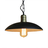 Retro Style Metallic Black Ceiling Light With Bowl Shade And Hanging Chain - 10’/12.5’ W 1 Bulb