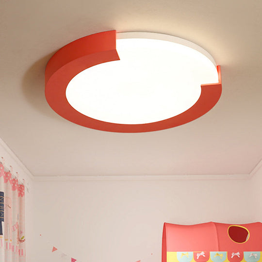 Simple Style Acrylic Ceiling Lamp For Kids Bedroom With Circular Mount Pink / 16 Remote Control