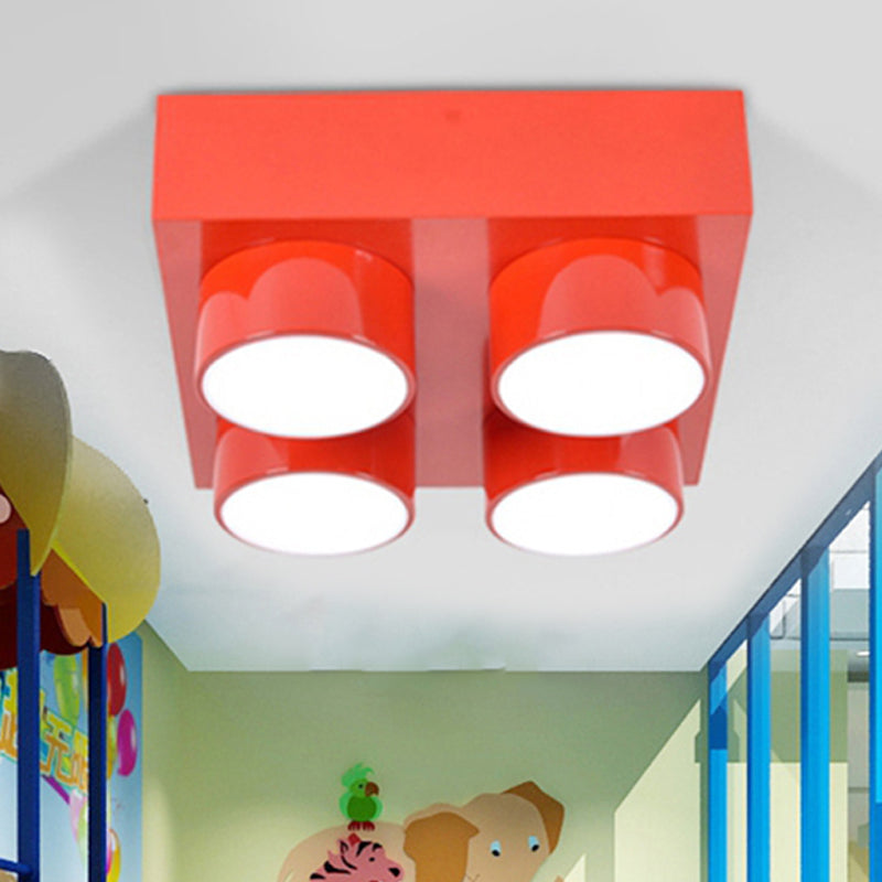 Rectangular Multi-Head Metal Ceiling Lamp For Modern Kitchen Flush Mount