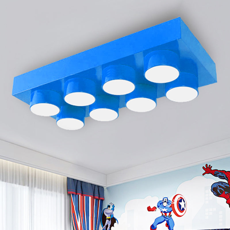 Rectangular Multi-Head Metal Ceiling Lamp For Modern Kitchen Flush Mount