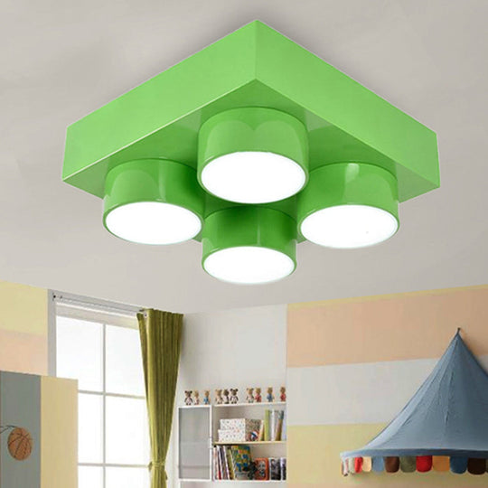 Rectangular Multi-Head Metal Ceiling Lamp For Modern Kitchen Flush Mount