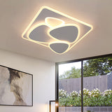 Modern Grey Flush Mount Led Ceiling Light With Overlapping Design In White/Warm - 19.5’/38’ Wide