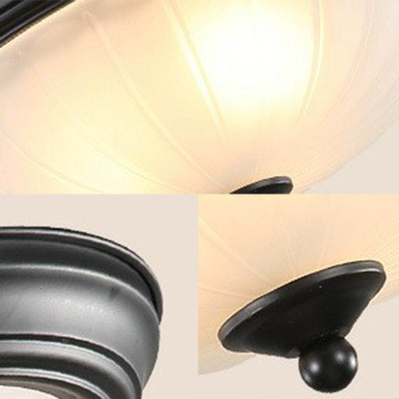 Traditional Dome Shaped Frosted Ribbed Glass Flushmount Ceiling Light - Set Of 3 Bulbs For Bedroom