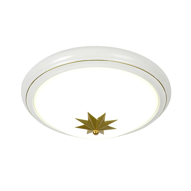 Retro Bowl Led Flush Mount Ceiling Light With Opal Glass - Ideal For Corridor Lighting