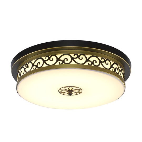 Retro Acrylic Flush Mount Ceiling Light - Brown - Black Shaded Single Bedroom Lighting