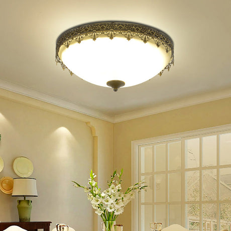 Retro Acrylic Flush Mount Ceiling Light - Brown-Black Shaded Single Bedroom Lighting / Small D