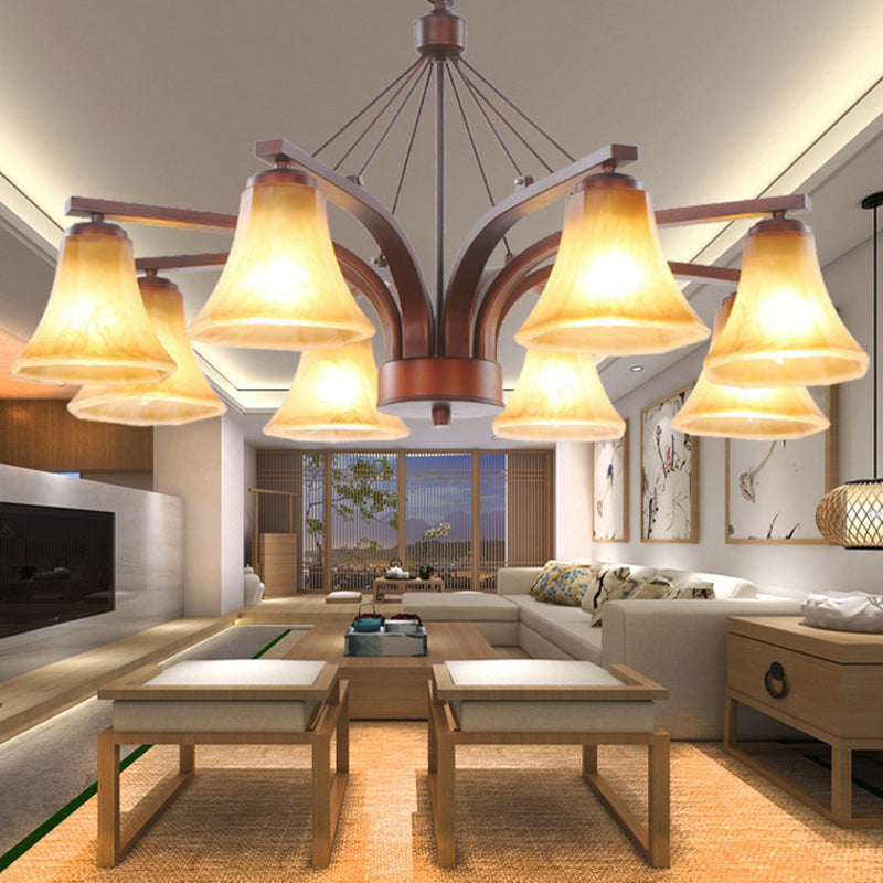 Copper Bell Frost Glass Chandelier Pendant Light For Retro Dining Room 8 /