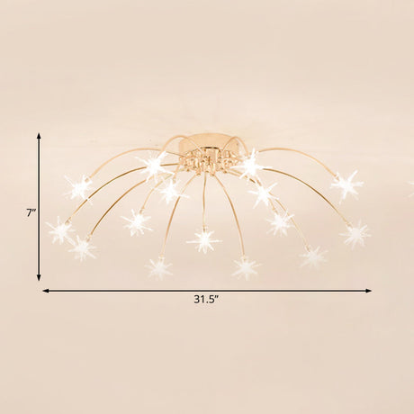 Contemporary Metal Semi Flush Mount Firework-Shaped Ceiling Light With Led Lights - Chrome/Gold