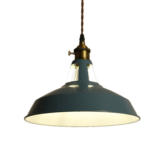 Barn Pendant Light Fixture - Industrial Beige/Blue/Green Metal For Dining Room
