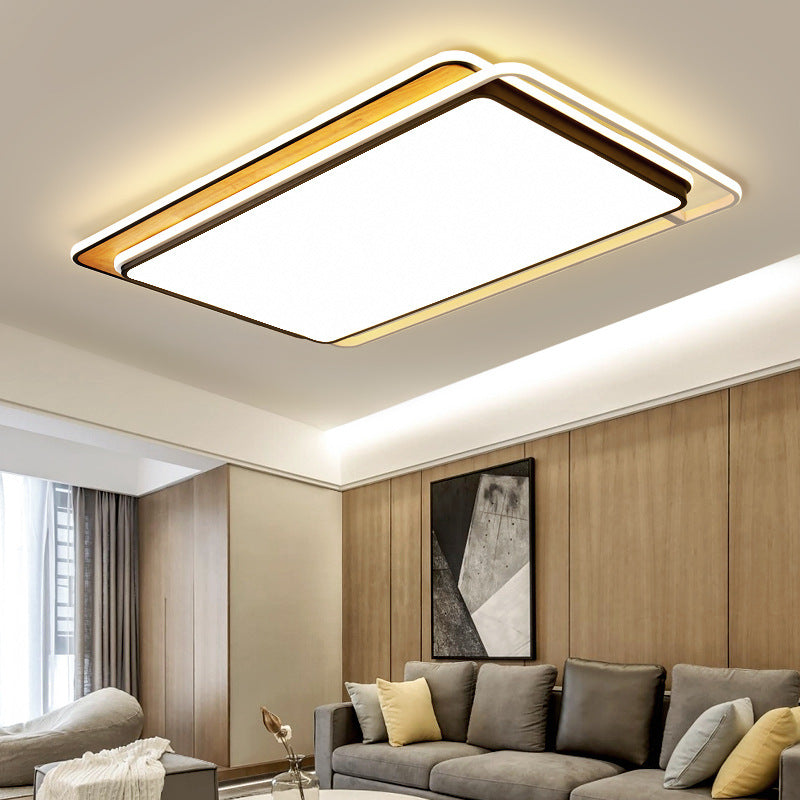 Modern Led Flush Mount Light Fixture: Black Rectangular Design Close To Ceiling Lamp In White/Warm