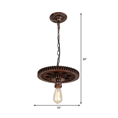 Industrial Bronze Pendant Light With Gear Metal Design Ideal For Dining Room