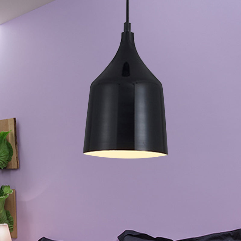 Contemporary Metal Bell Ceiling Hanging Light - Adjustable 1 Pendant In White/Black