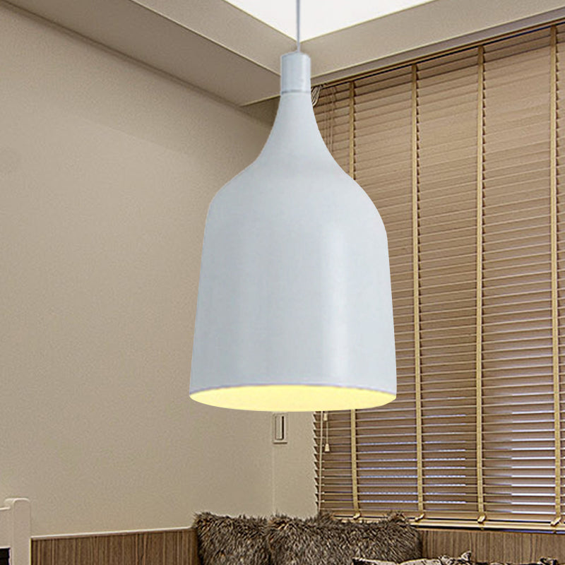 Contemporary Metal Bell Ceiling Hanging Light - Adjustable 1 Pendant In White/Black