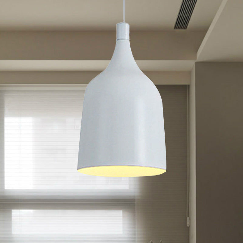 Contemporary Metal Bell Ceiling Hanging Light - Adjustable Cord White/Black 6/8/10.5 Dia 1