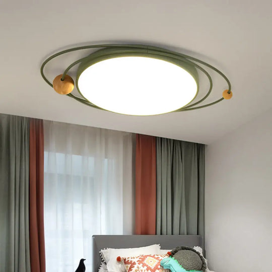 21’/26’/31’ Dia Round Flush Mount Light – Nordic Metal Gray/White/Green Led Ceiling For