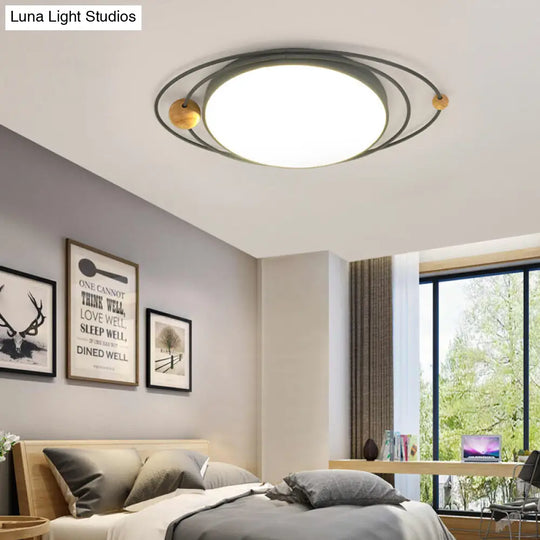 21/26/31 Dia Round Flush Mount Light Nordic Metal Gray/White/Green Led Ceiling For Bedroom In