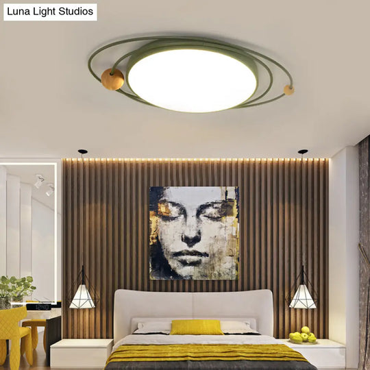 21’/26’/31’ Dia Round Flush Mount Light – Nordic Metal Gray/White/Green Led Ceiling For