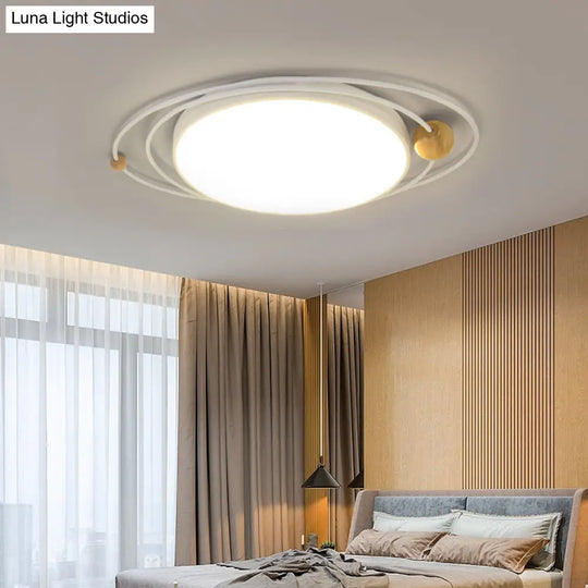 21’/26’/31’ Dia Round Flush Mount Light – Nordic Metal Gray/White/Green Led Ceiling For