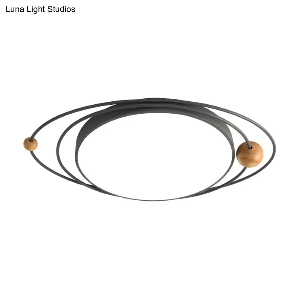 21/26/31 Dia Round Flush Mount Light Nordic Metal Gray/White/Green Led Ceiling For Bedroom In