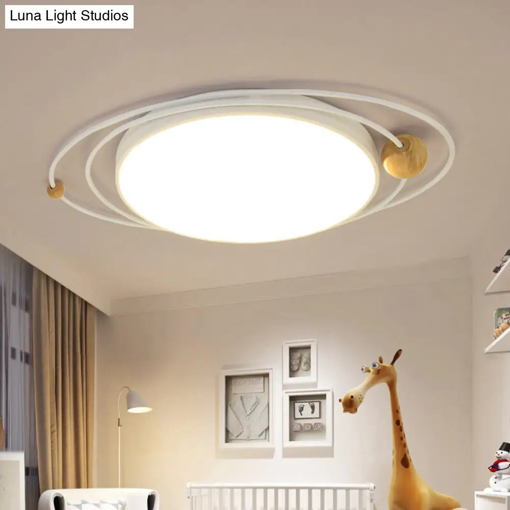 21/26/31 Dia Round Flush Mount Light Nordic Metal Gray/White/Green Led Ceiling For Bedroom In