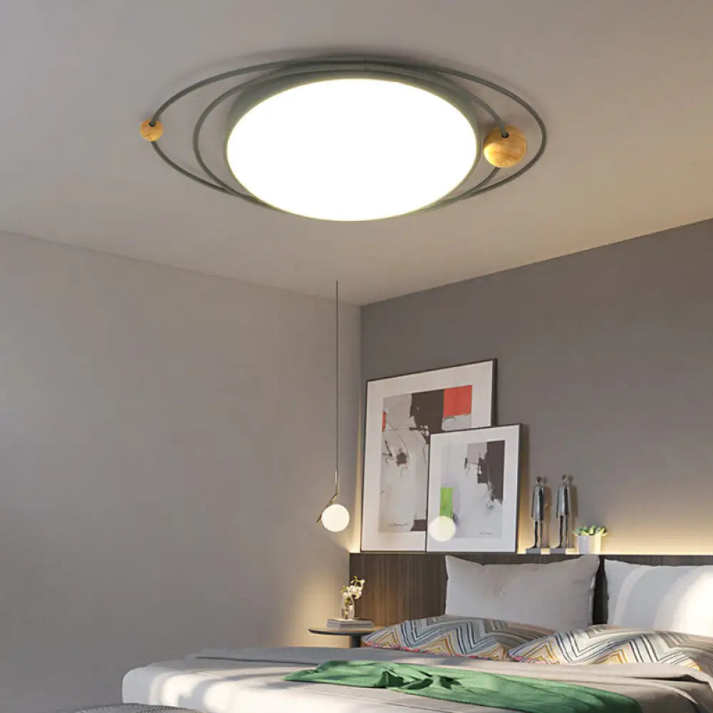 21’/26’/31’ Dia Round Flush Mount Light – Nordic Metal Gray/White/Green Led Ceiling For